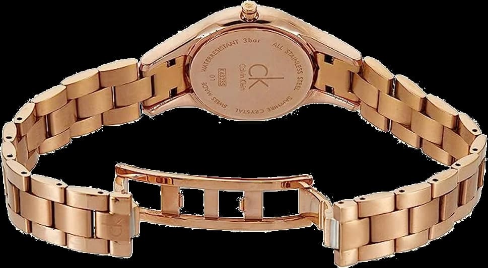 Attache bracelet Calvin Klein K4323520 en acier inoxydable plaqué or rose, fermoir déployant double sécurité, maillons fins