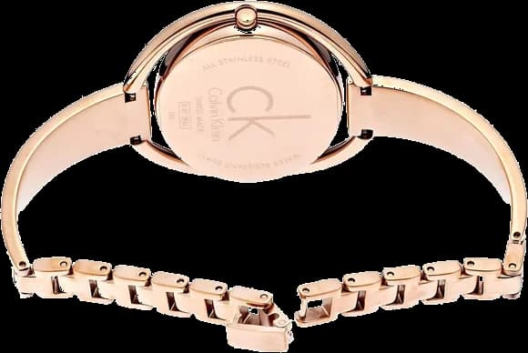 Attache bracelet Calvin Klein K4F2N616 en acier rose gold PVD à maillons ovales, fermoir déployant sécurisé