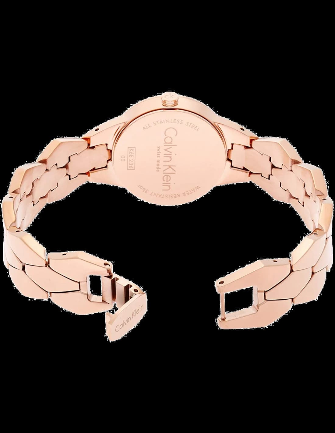 Attache bracelet Calvin Klein K6E23646 en acier inoxydable or rose PVD, maillons snake ajustables, fermoir déployant sécurisé