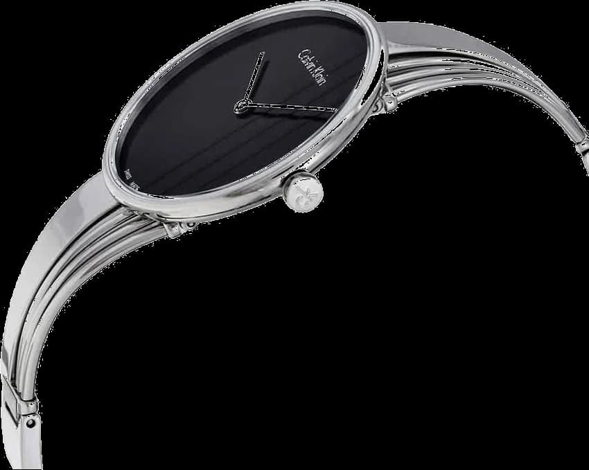 Visage cadran Calvin Klein K6S2N111 aux index bâtons et aiguilles facettées, mouvement quartz suisse