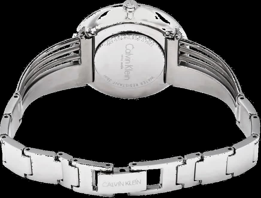 Lunette boîtier Calvin Klein K6S2N111 en acier argenté polie, verre saphir antireflet, étanche 50m