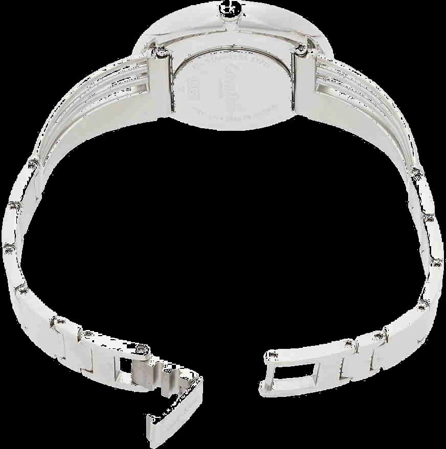 Lunette boîtier Calvin Klein K6S2N116 en acier inoxydable argenté avec lunette polie et verre saphir antireflet