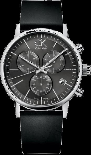 Montre Homme Calvin Klein K7627107 Chronographe Cuir Poli & Cadran Noir