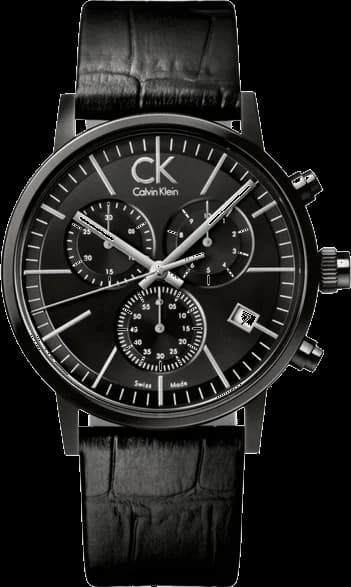 Montre Homme Calvin Klein K7627401 Chronographe Boîtier Noir Cadran 42mm Bracelet Cuir