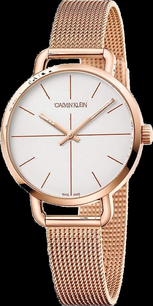Montre Femme Calvin Klein Even K7B23626 Cadran Blanc Maille Milanaise Or Rose
