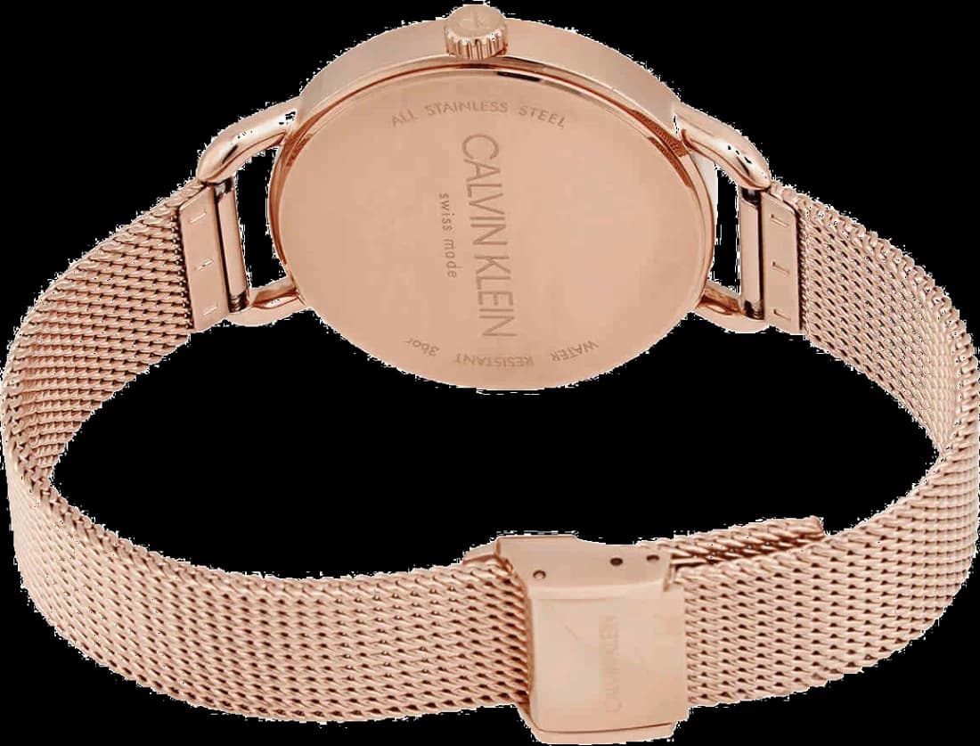 Attache bracelet Calvin Klein K7B23626 en maille milanaise or rose avec fermoir déployant ajustable et finition satinée