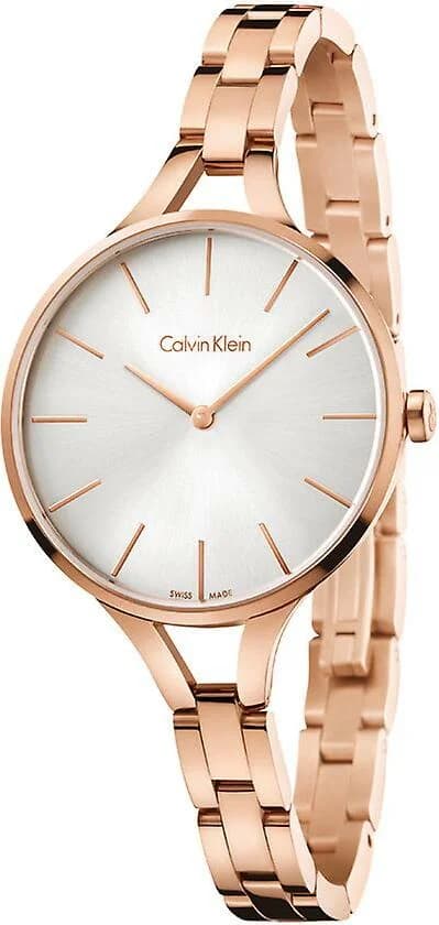 Montre Calvin Klein Graphic K7E23646 pour Femme, Cadran Argent et Bracelet Acier Or Rose