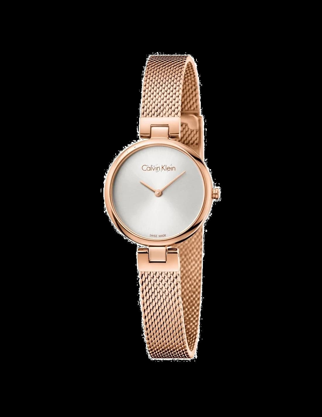 Montre Femme Calvin Klein Authentic K8G23626 - Cadran Argent, Boîtier et Bracelet Maille Milanaise Or Rose