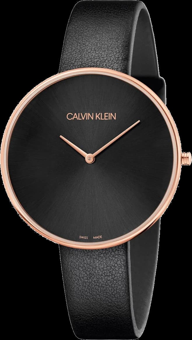 Garde-temps Calvin Klein K8Y236C1 avec cadran noir profond et aiguilles bâton argentées pour un style minimaliste