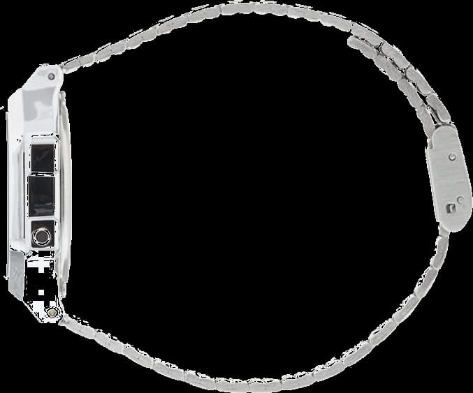 Attache bracelet Casio A168WA-1YES maillon métal gris brossé avec fermoir déployante sécurisé et réglage fin