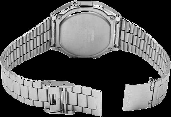 Attache bracelet Casio A168WEC-1EF en acier inoxydable avec fermoir déployant sécurisé ajustable