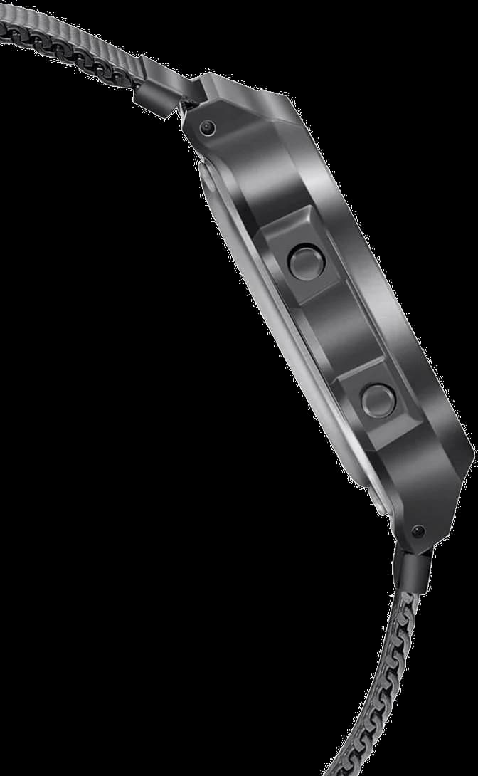 Attache bracelet Casio A168WEMB-1BDF en maille milanaise noire avec boucle déployante ajustable, finition brossée