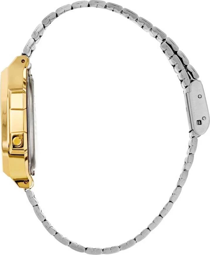 Attache bracelet Casio A168WG-9EF en acier inoxydable doré avec fermoir déployante ajustable
