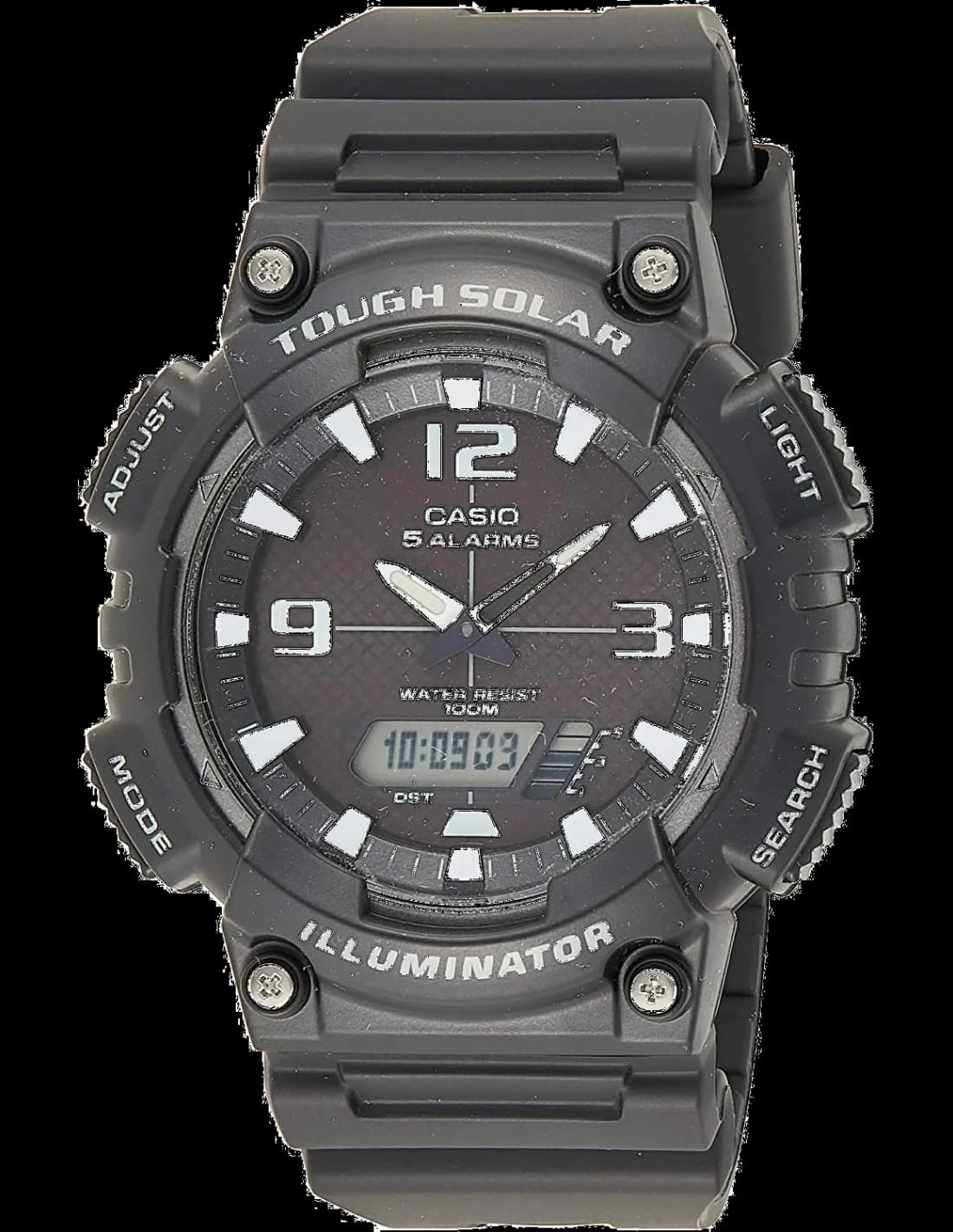 Montre Homme Casio Sport AQ-S810W-1A4VEF à Affichage Mixte Analogique-Digital, Énergie Solaire et Boîtier Noir