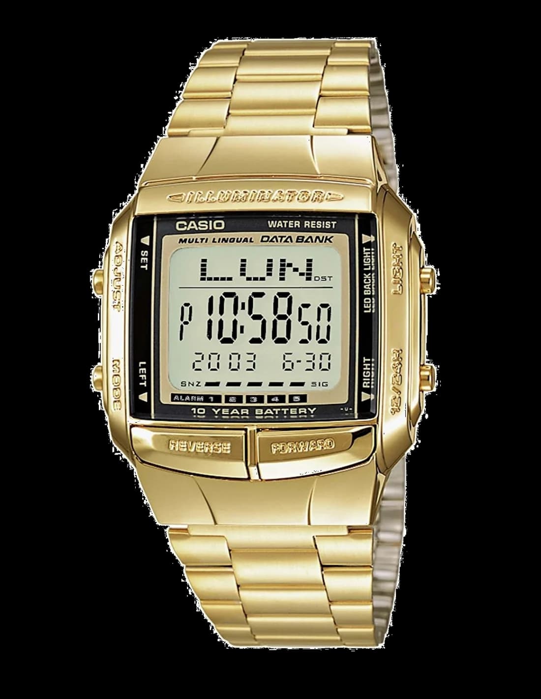 Montre Casio Data Bank DB-360GN-9AEF en Acier Doré - Unisexe