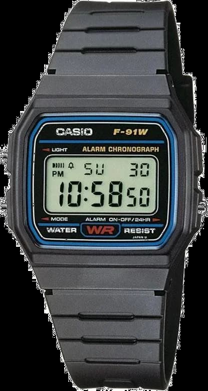 Montre digitale Casio Vintage F-91W-1YEF unisexe en résine noire