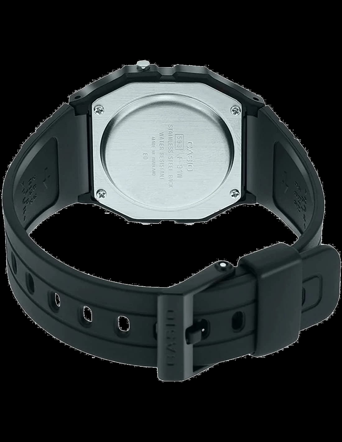 Montre Casio F-91W-3SDG Homme - Cadran Digital Gris, Bracelet Silicone Noir vue 3