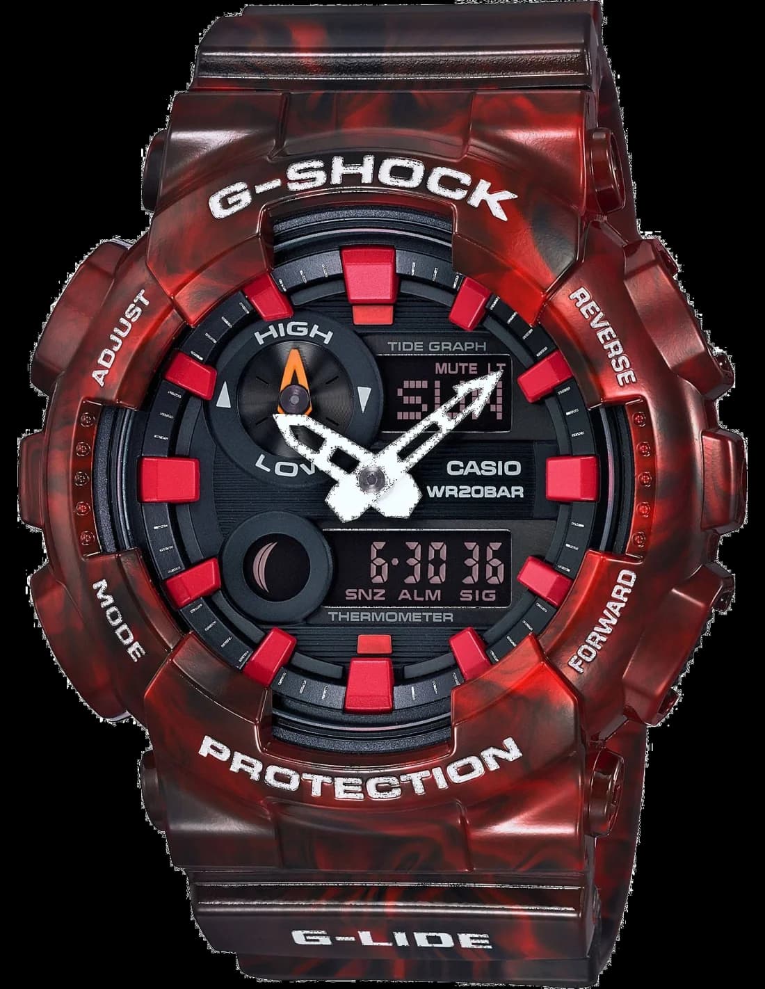 Montre Casio G-Shock GAX-100MB-4AER pour Homme, Boîtier et Bracelet Rouge
