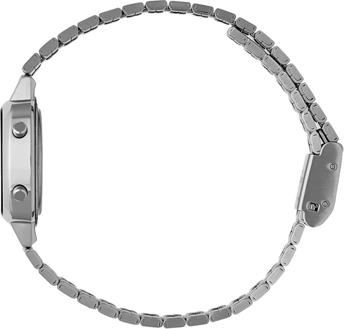 Visage cadran Casio LA670WEA-7EF avec écran digital gris clair, affichage heures minutes secondes et date
