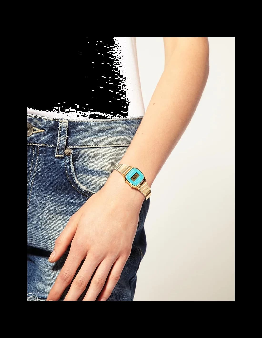 Montre Femme Casio Vintage LA670WEGA-2EF Cadran Turquoise et Boîtier Doré vue 2