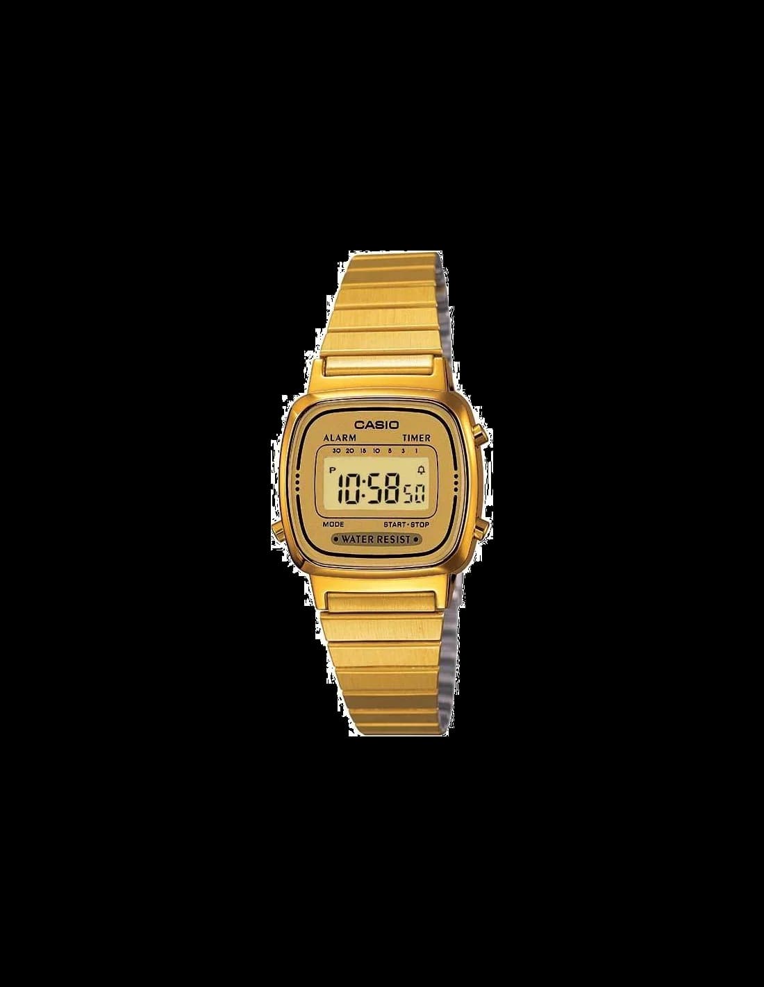 Montre Femme Casio Vintage LA670WEGA-9EF en métal doré à affichage digital