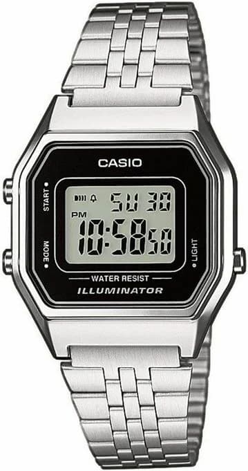 Garde-temps Casio LA680WEA-1EF au cadran argenté et affichage digital rétroéclairé pour lisibilité optimale