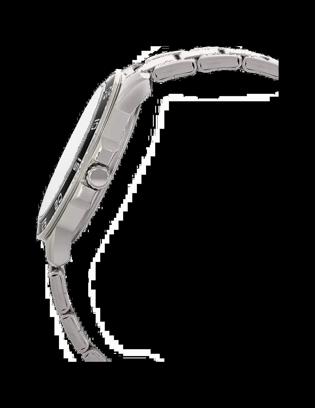 Lunette boîtier Casio MTP-1300D-1AVEF en acier inoxydable poli, lunette fixe fine, verre minéral, profil épuré