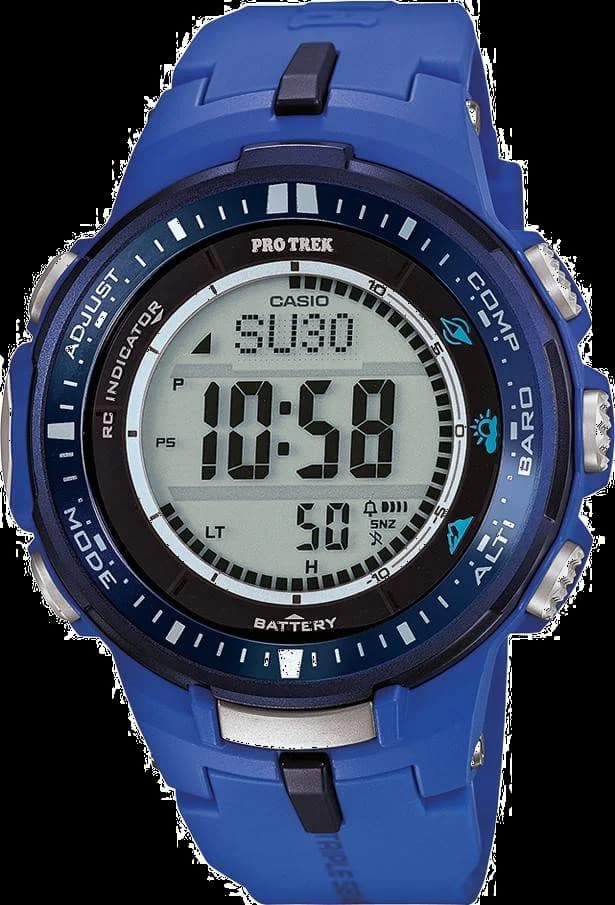 Garde-temps Casio PRW-3000-2BER au cadran bleu soleil avec aiguilles luminescentes et affichage numérique Tough Solar