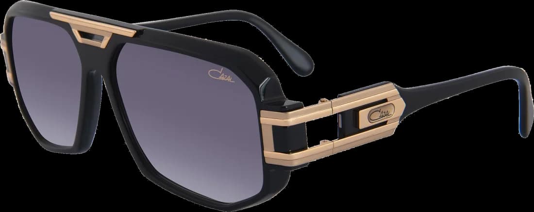 Lunettes de soleil Cazal 675 001 pour Homme - Monture rectangle acétate noir et or vue 2