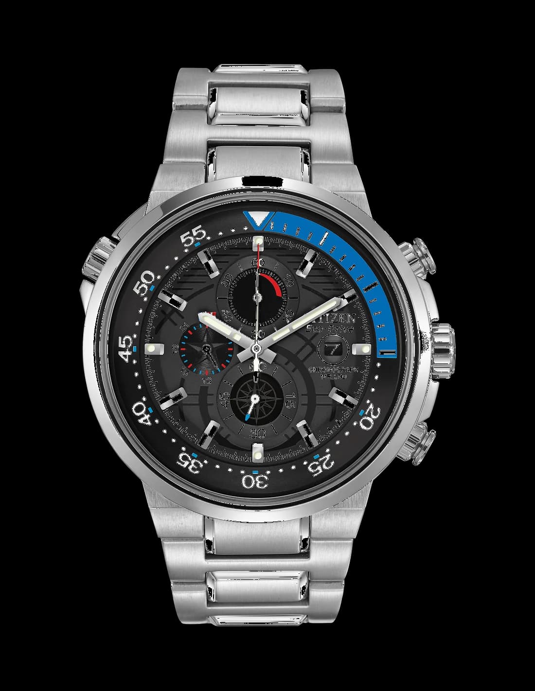 Montre Homme Citizen Eco-Drive CA0440-51E Boîtier et Bracelet Argent Cadran Noir