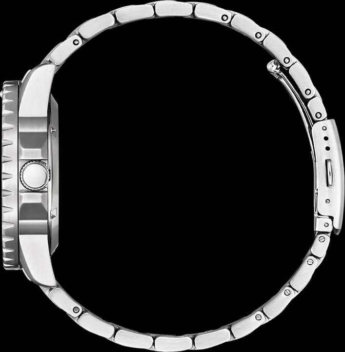 Lunette boîtier Citizen NJ0121-89L en acier 316L, lunette fixe polie, verre minéral, fond transparent, étanchéité 100m