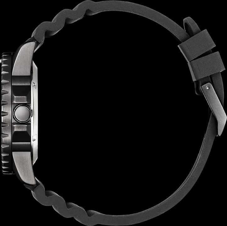 Attache bracelet Citizen NJ0125-11E en silicone noir texturé, boucle ardillon acier inoxydable pour maintien sportif