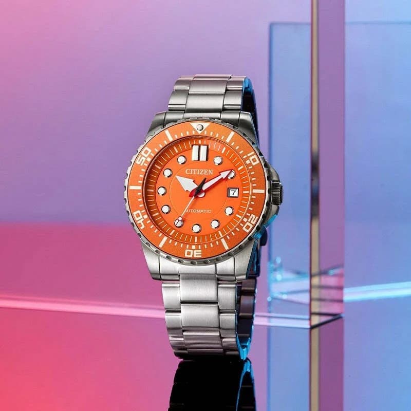 Montre Citizen NJ0128-80X Automatique Homme Cadran Orange Acier Inoxydable vue 5