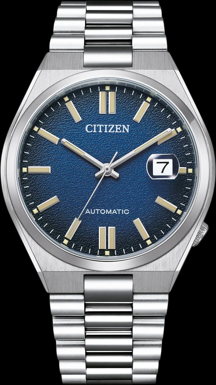 Montre Citizen Tsuyosa Automatique NJ0151-88L pour Homme, Cadran Bleu Soleillé, Acier