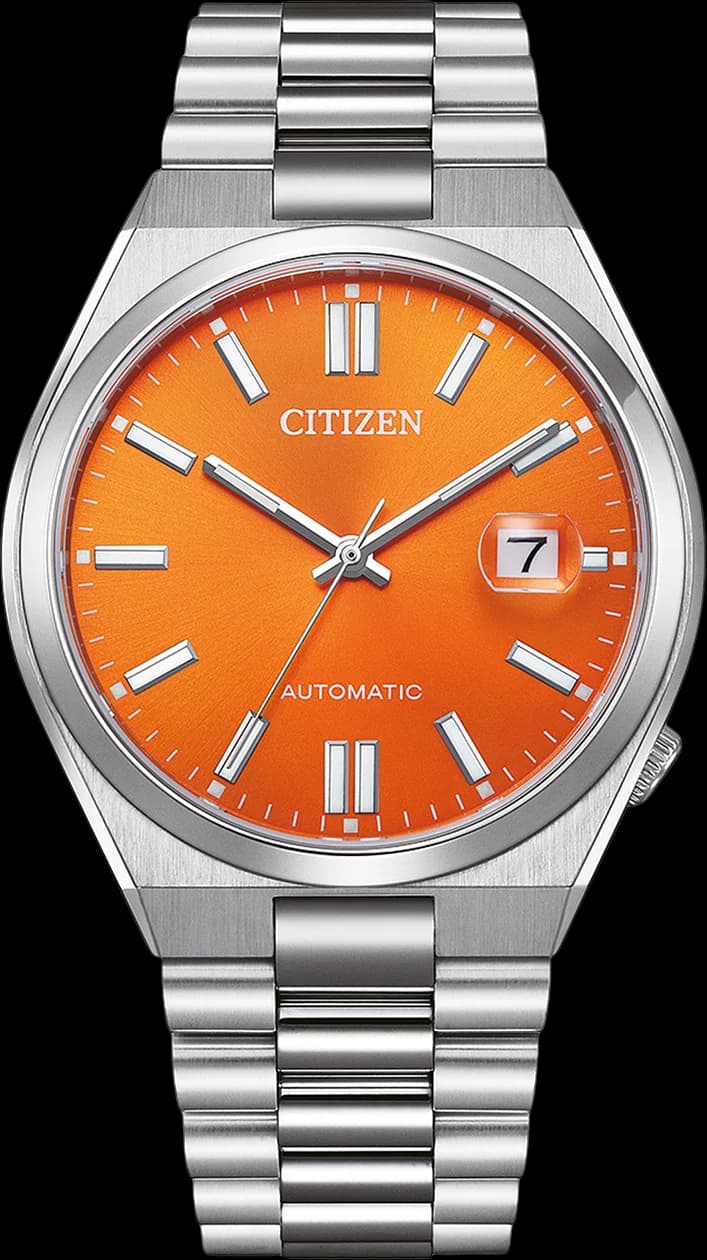 Montre Citizen Tsuyosa Automatique NJ0151-88Z pour Homme - Cadran Orange, Bracelet Acier