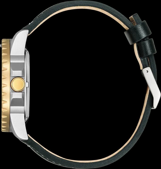 Attache bracelet Citizen NJ0176-10E en cuir noir cousu main, boucle ardillon signée Citizen