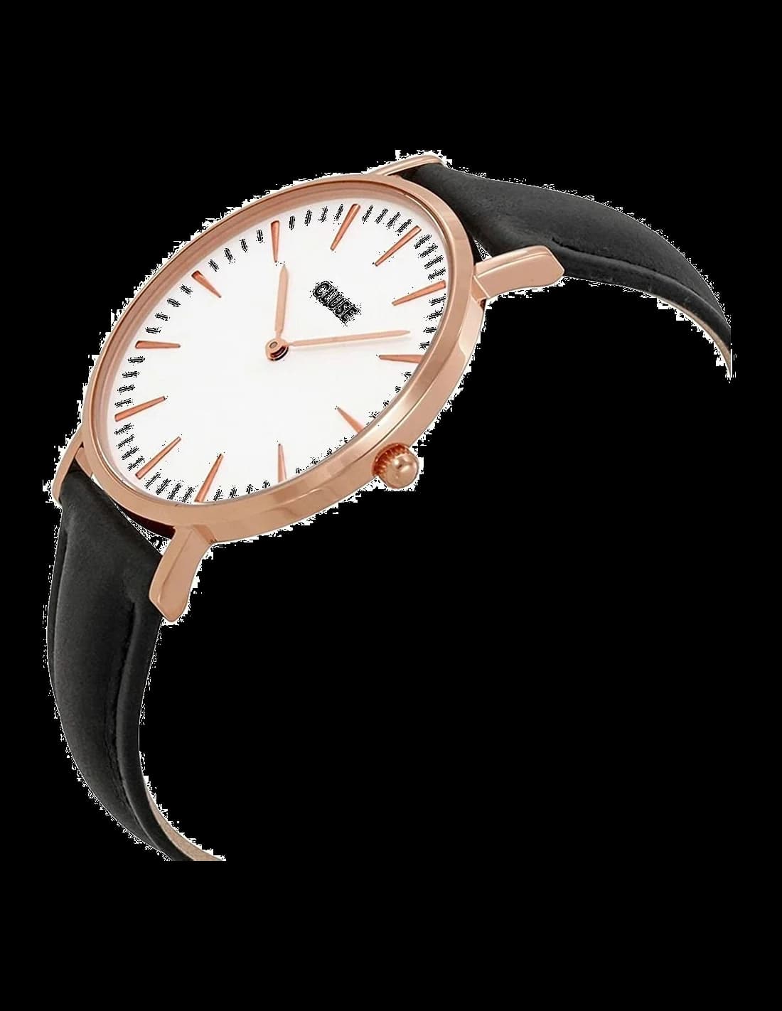 Montre Cluse La Bohème CL18008 Or rose et Blanc, bracelet cuir noir - Unisexe vue 2