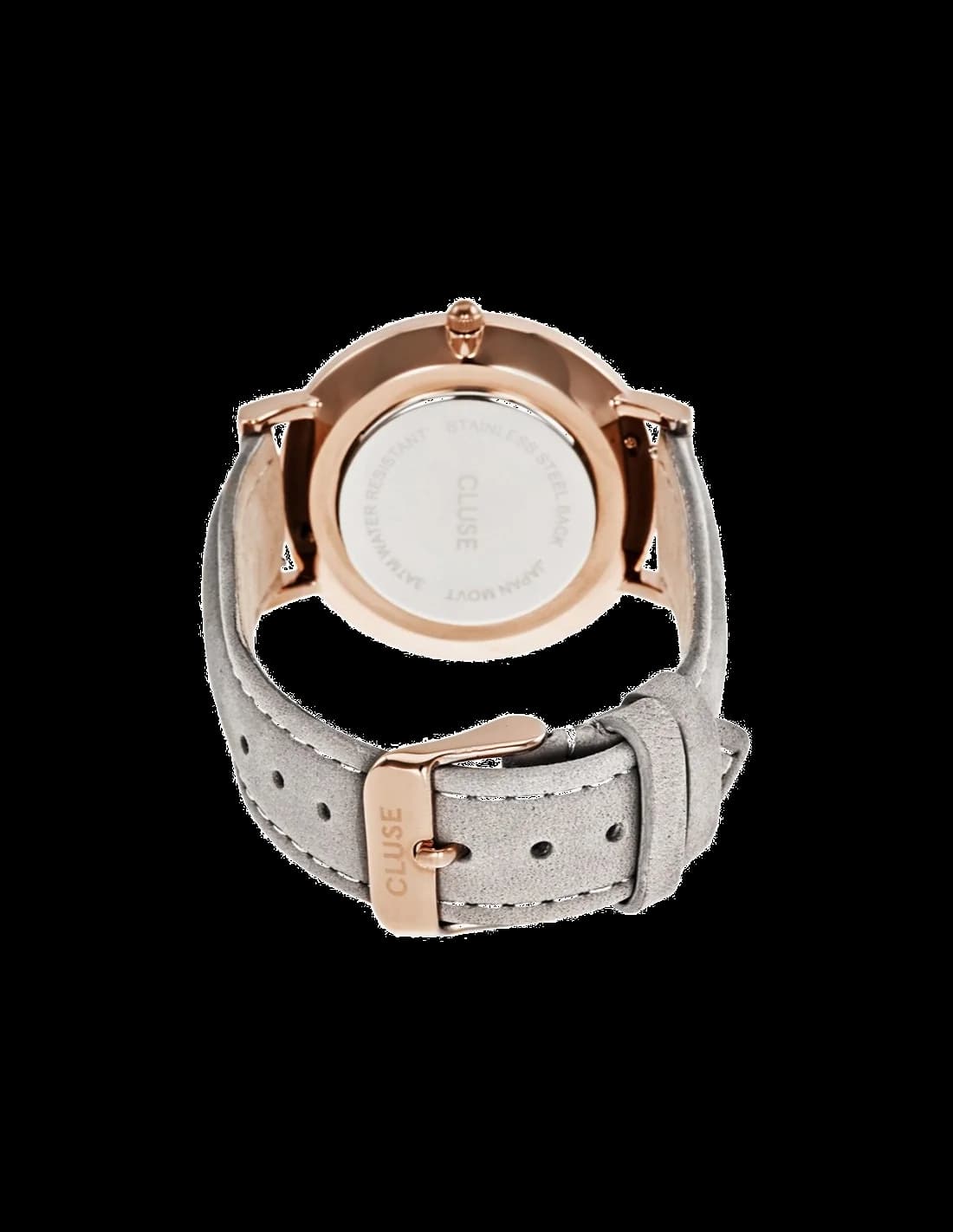 Visage cadran Cluse CL18018 avec index bâtons et aiguilles en acier doré, mouvement quartz suisse précis