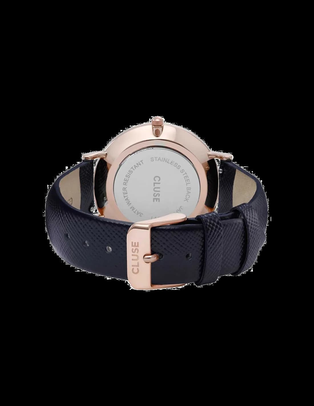 Montre Cluse La Bohème CL18029 - Boîtier or rose, cadran blanc, bracelet cuir bleu - Unisexe vue 2