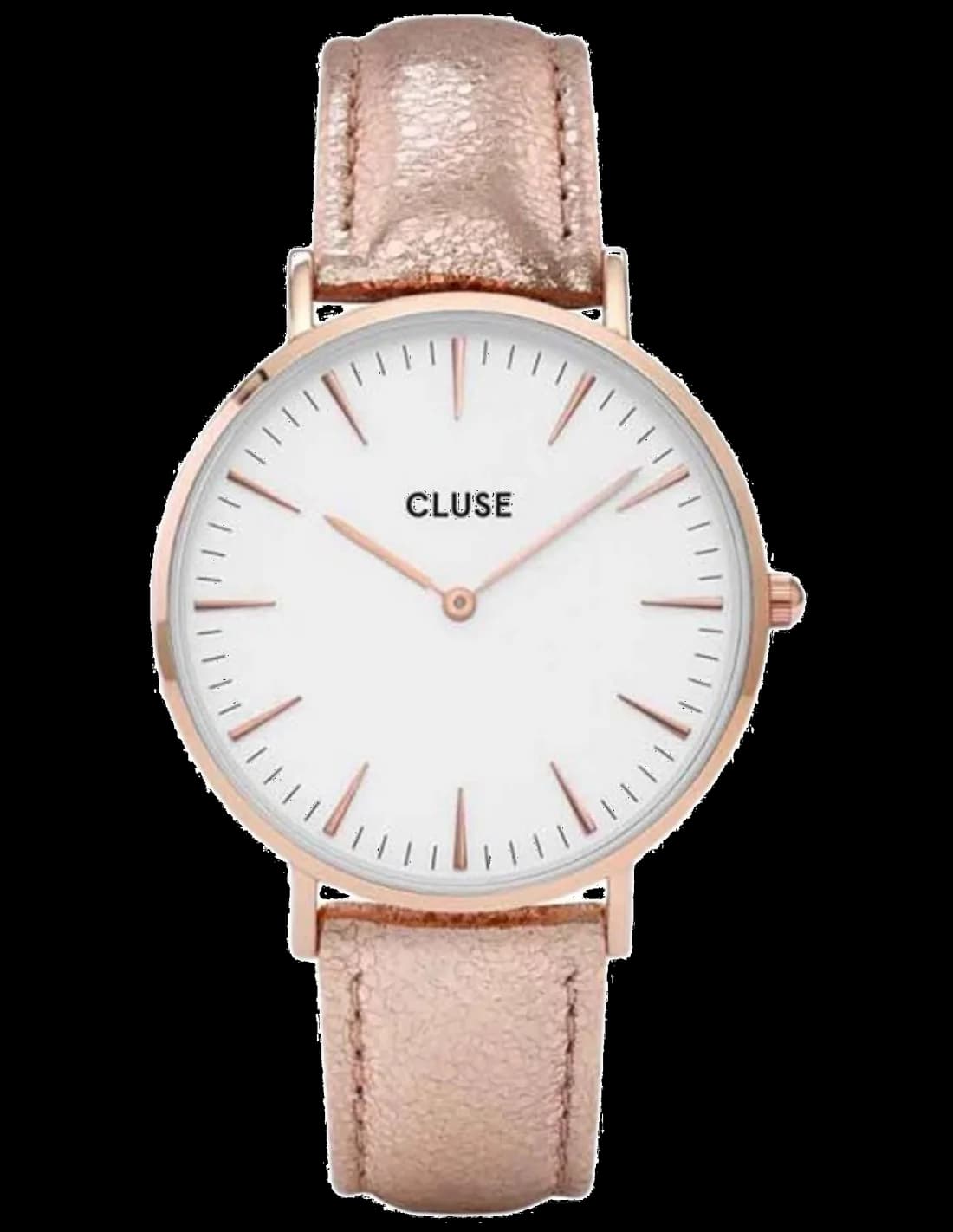 Montre Femme Cluse La Bohème CL18030 en Or Rose avec Cadran Blanc et Bracelet Cuir