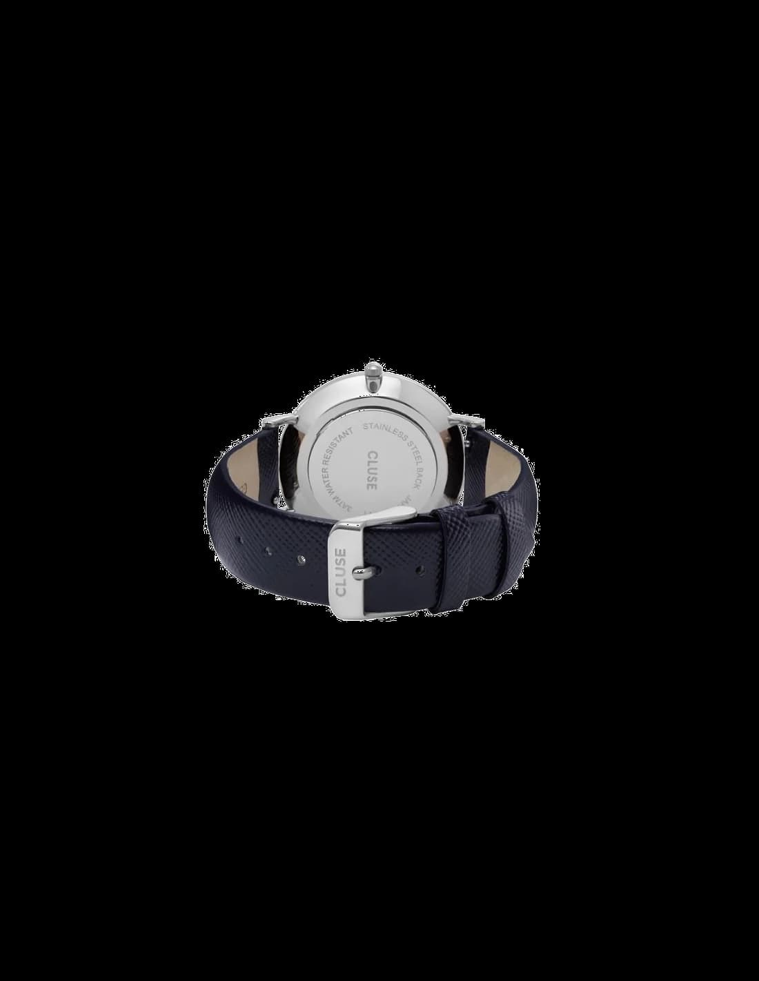 Montre Cluse La Bohème CL18232 - Cadran blanc, boîtier argenté, bracelet cuir bleu - Unisexe vue 2