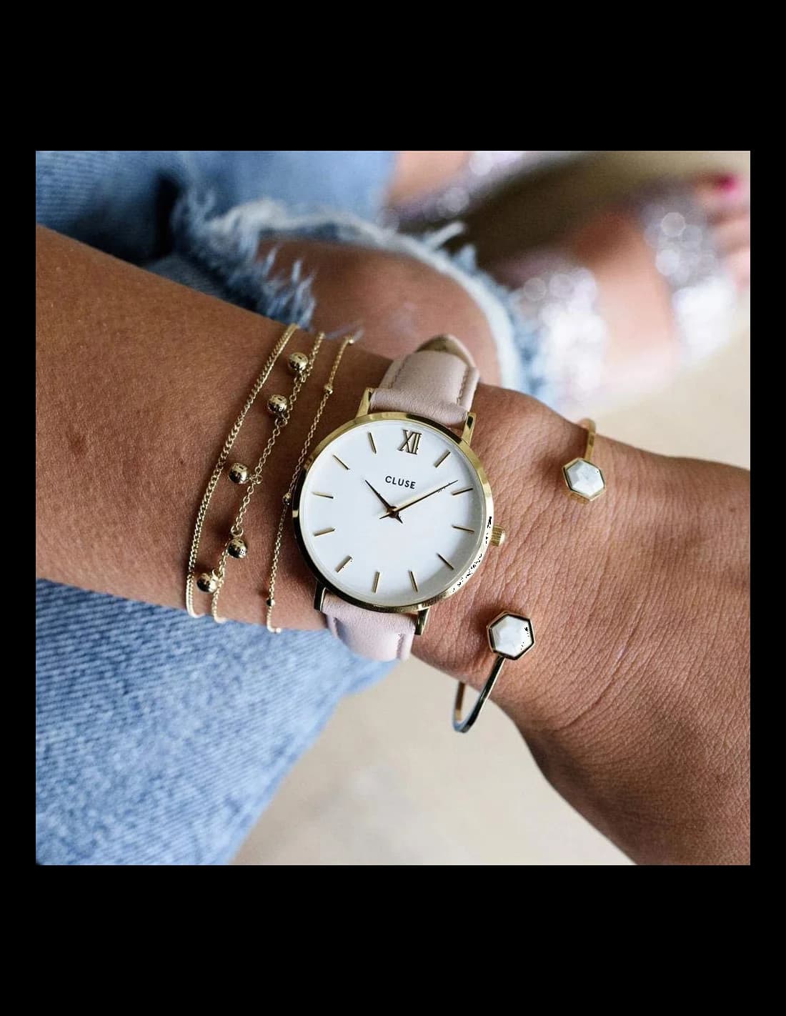 Attache bracelet Cluse CL30020 en cuir véritable brun avec boucle ardillon en acier inoxydable