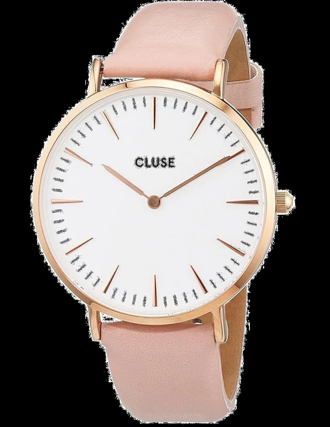 Garde-temps Cluse CL18014 avec cadran blanc minimaliste et aiguilles fines dorées sous verre saphir