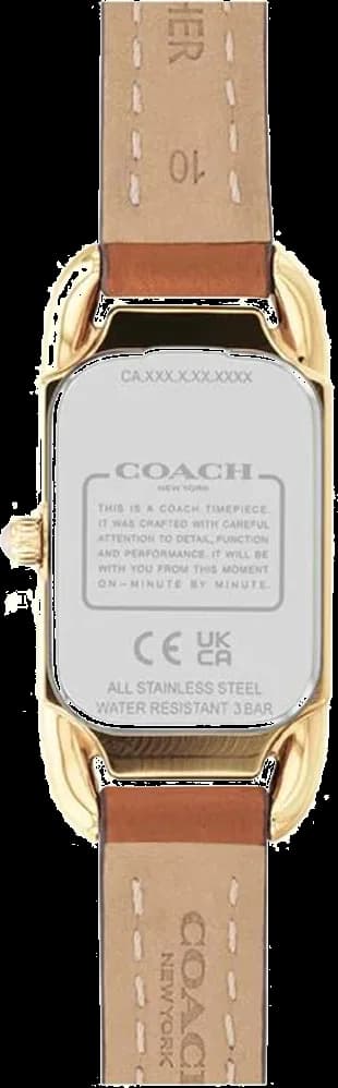 Attache bracelet Coach 14504029 en cuir de veau fin brun cognac, boucle ardillon acier inoxydable, cousu main souple et raffiné