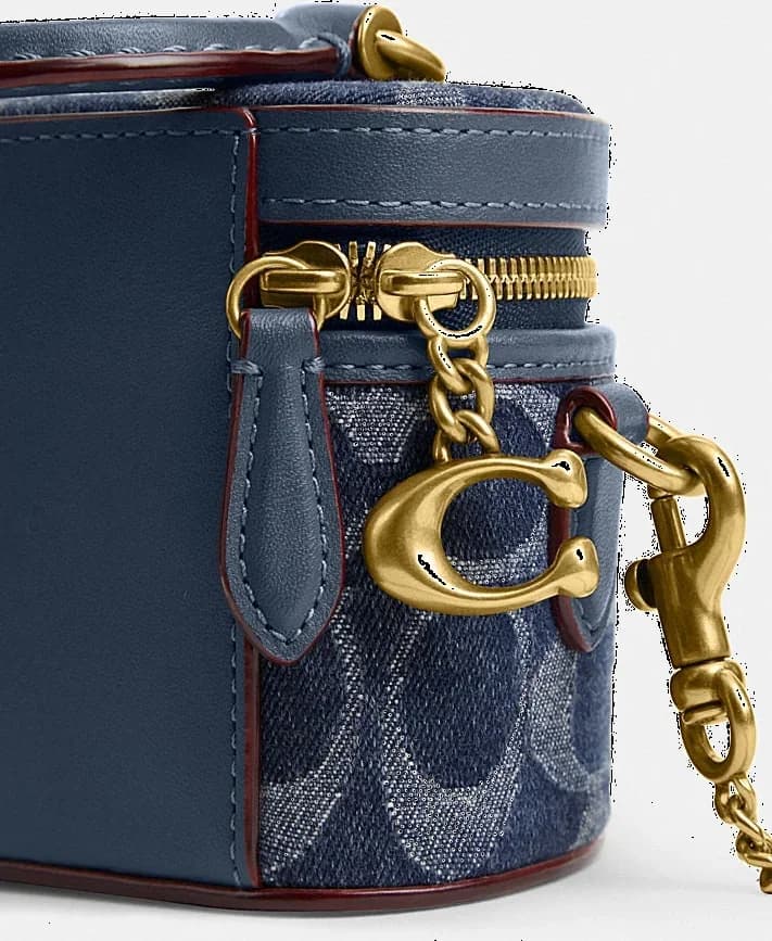 Sac bandoulière Coach Trail 12 en toile signature bleu denim vue 2