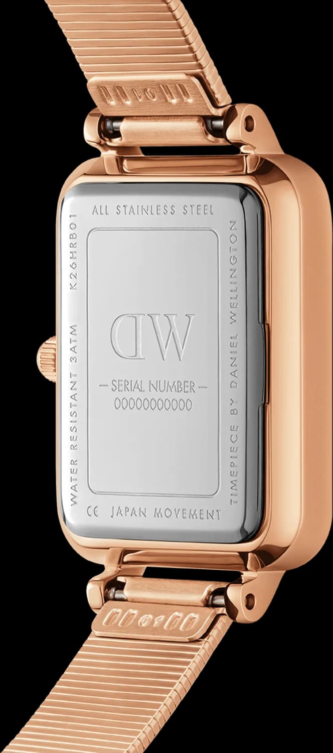 Attache bracelet Daniel Wellington 109932 en mesh rosegold avec fermoir magnétique, finition lisse
