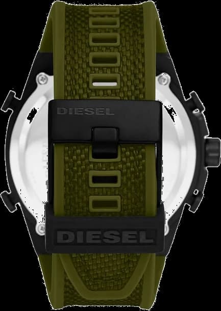 Visage cadran Diesel DZ4549 détail des sous-cadrans chronographe, date à 4h30, aiguilles squelettes et index appliqués