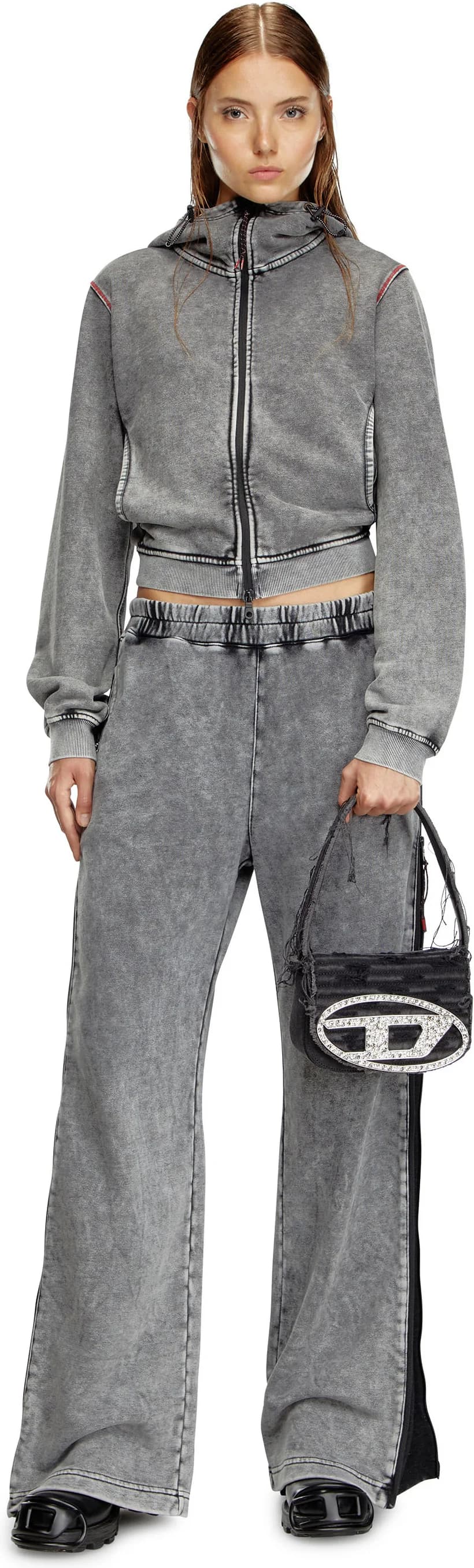 Sac à main Diesel 1DR 111502 en toile denim noir et cuir pour femme vue 5