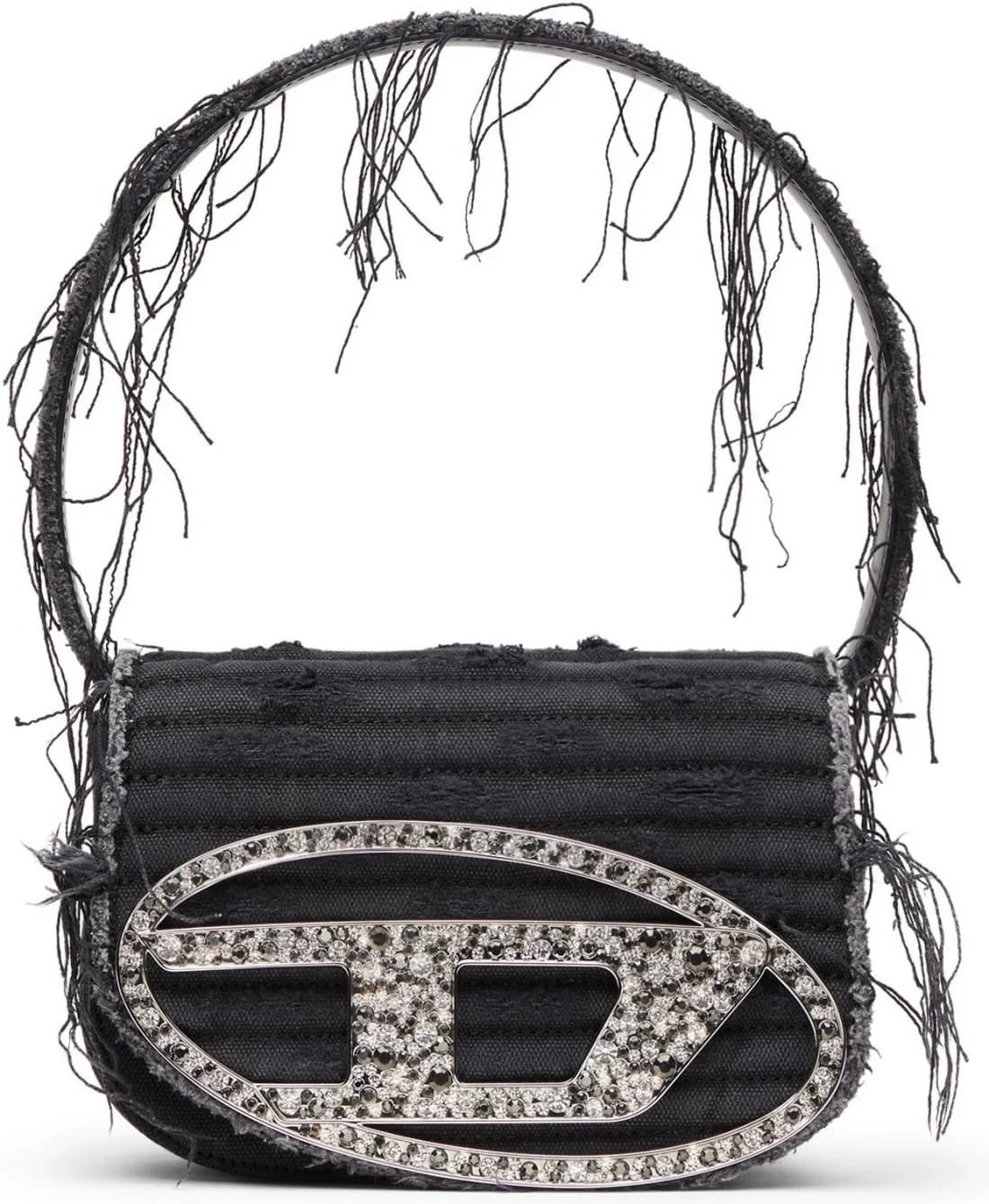 Sac à main Diesel 1DR 111502 en toile denim noir et cuir pour femme