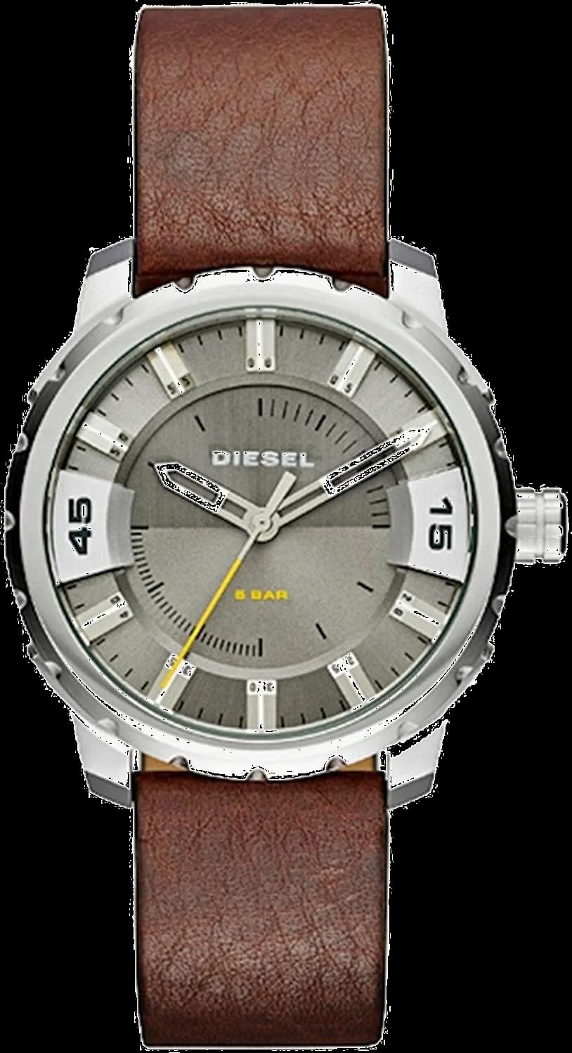 Garde-temps Diesel DZ1724 avec cadran marron soleil et boîtier en acier brossé